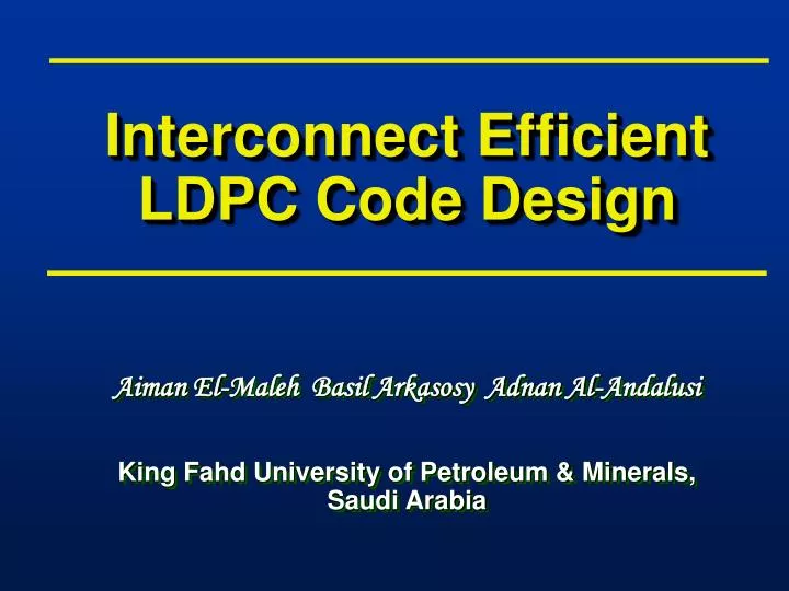 interconnect efficient ldpc code design