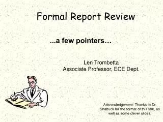 Formal Report Review