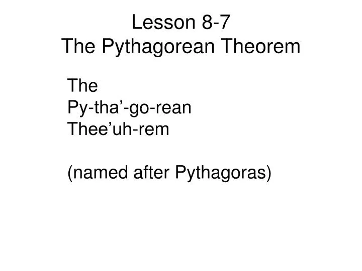 lesson 8 7 the pythagorean theorem