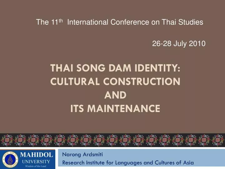 thai song dam identity cultural construction and its maintenance