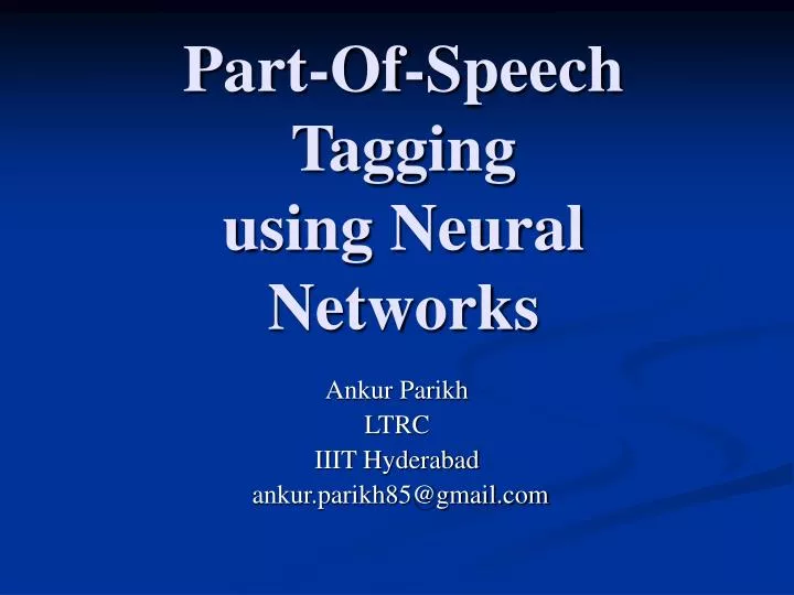 part of speech tagging using neural networks