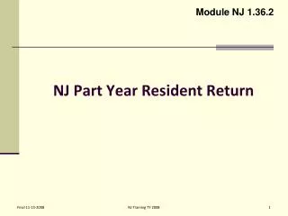 NJ Part Year Resident Return