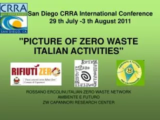 San Diego CRRA International Conference 29 th July -3 th August 2011