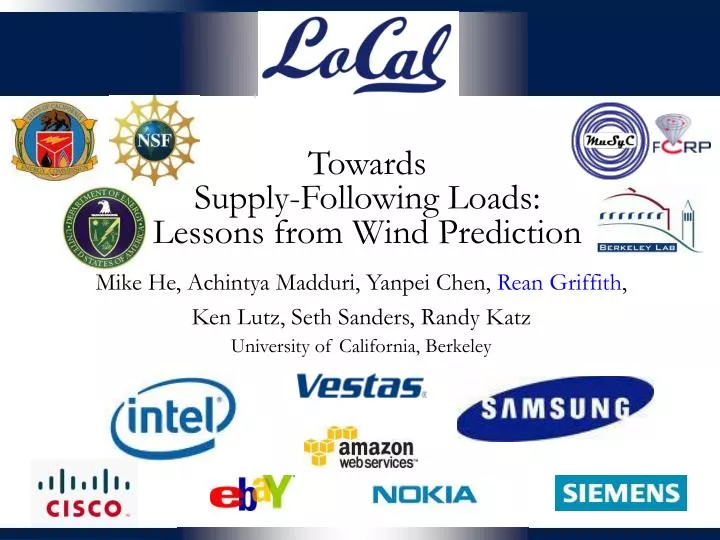 towards supply following loads lessons from wind prediction