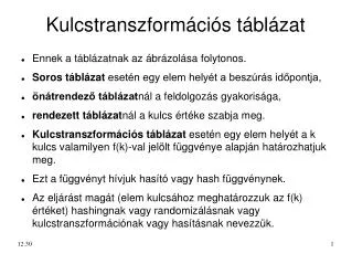 kulcstranszform ci s t bl zat