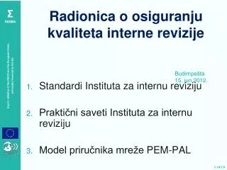 radionica o osiguranju kvaliteta interne revizije