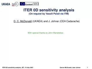 ITER 0D sensitivity analysis (On request by Vassili Parail via ITM)