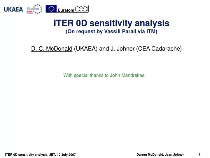 iter 0d sensitivity analysis on request by vassili parail via itm