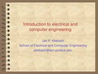 Introduction to electrical and computer engineering