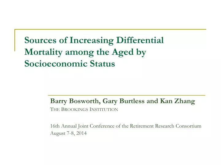 sources of increasing differential mortality among the aged by socioeconomic status