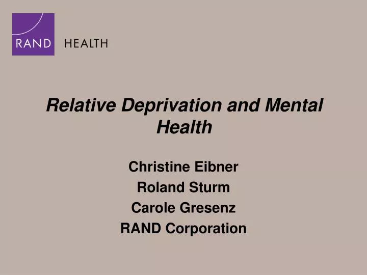 relative deprivation and mental health