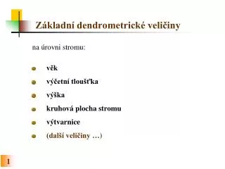 z kladn dendrometrick veli iny