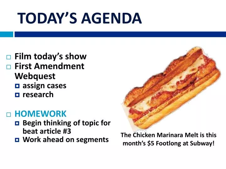 today s agenda