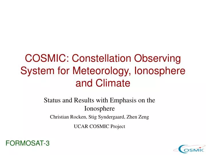 cosmic constellation observing system for meteorology ionosphere and climate