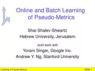 Online and Batch Learning of Pseudo-Metrics