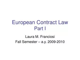European Contract Law Part I