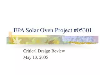 EPA Solar Oven Project #05301