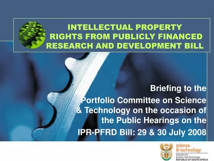 intellectual property rights from publicly financed research and development bill