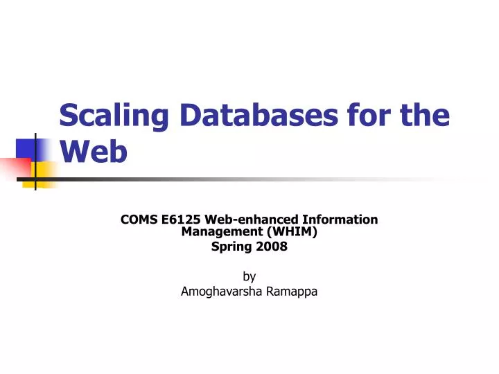 scaling databases for the web