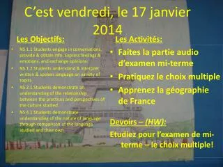 c est vendredi le 17 janvier 2014