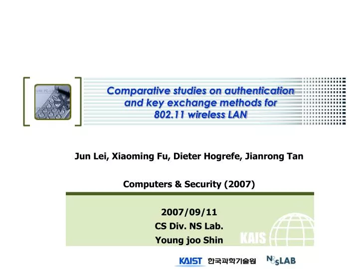 comparative studies on authentication and key exchange methods for 802 11 wireless lan