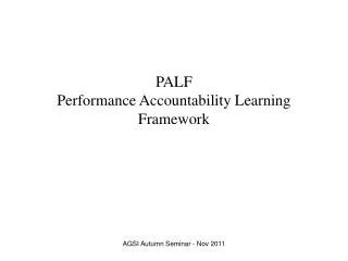 PALF Performance Accountability Learning Framework