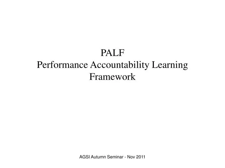palf performance accountability learning framework