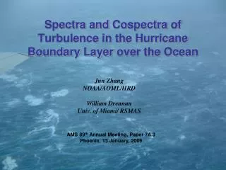 Spectra and Cospectra of Turbulence in the Hurricane Boundary Layer over the Ocean