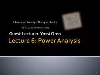 Lecture 6: Power Analysis