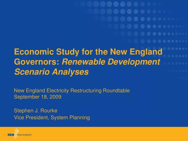economic study for the new england governors renewable development scenario analyses