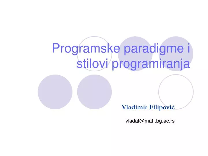 programske paradigme i stilovi programiranja