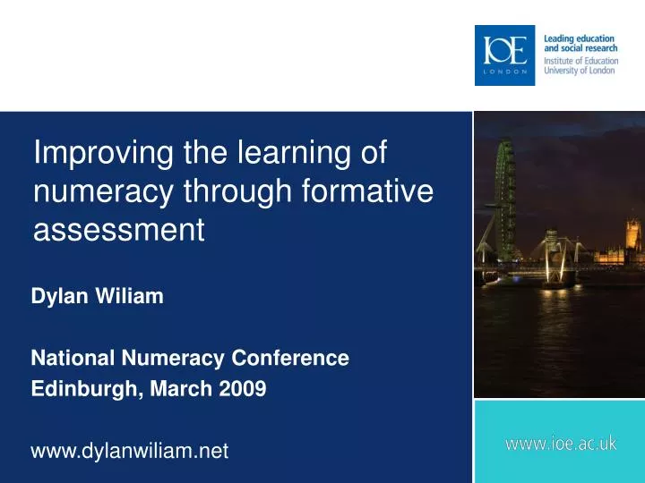 improving the learning of numeracy through formative assessment