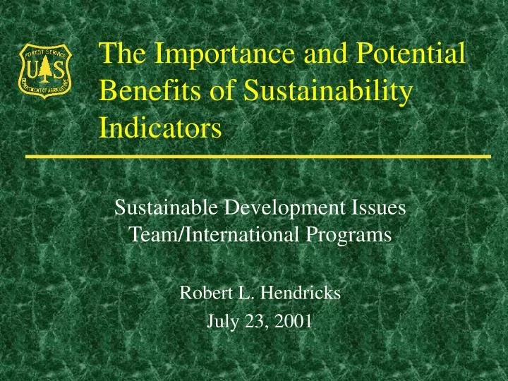 the importance and potential benefits of sustainability indicators