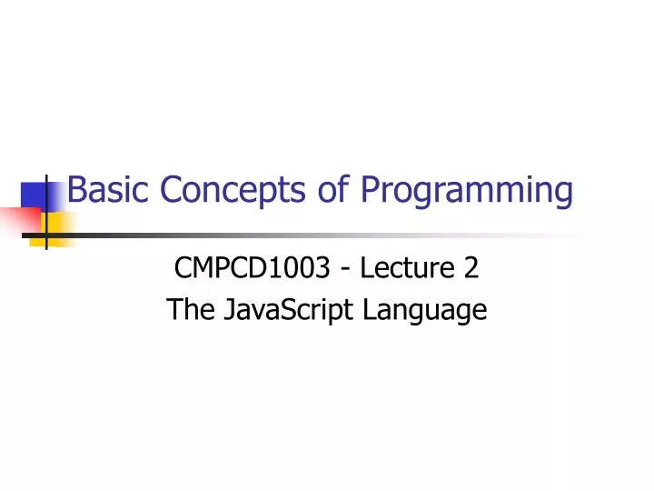basic concepts of programming