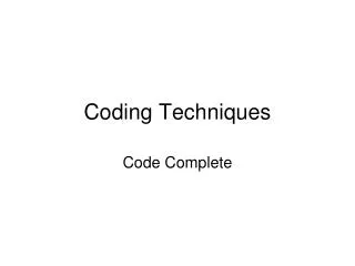 Coding Techniques