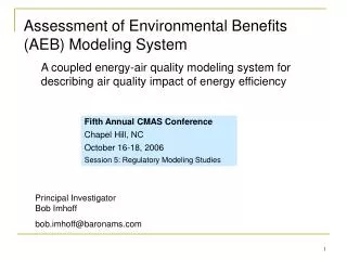 Assessment of Environmental Benefits (AEB) Modeling System