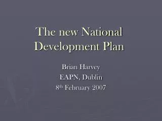 The new National Development Plan