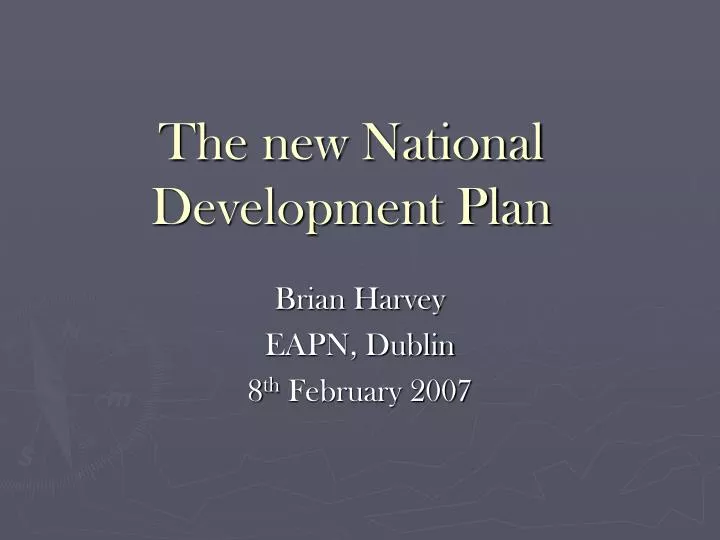 the new national development plan