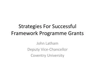 Strategies For Successful Framework Programme Grants