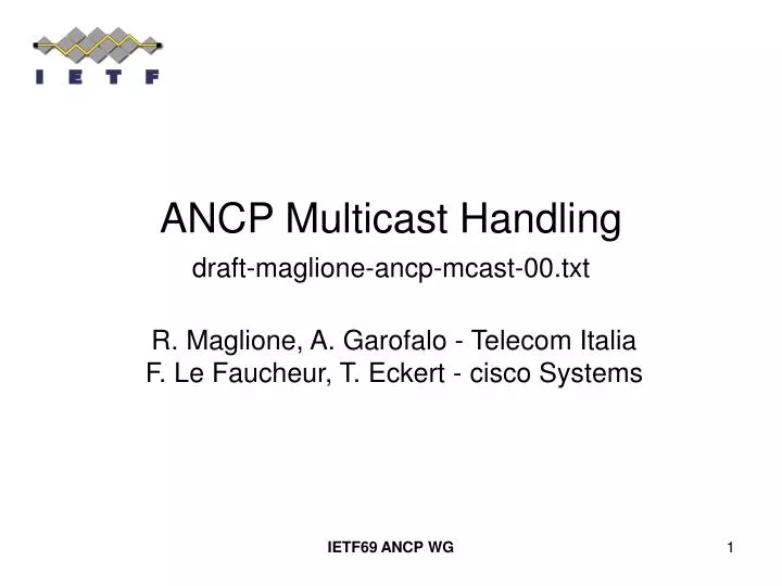 ancp multicast handling draft maglione ancp mcast 00 txt