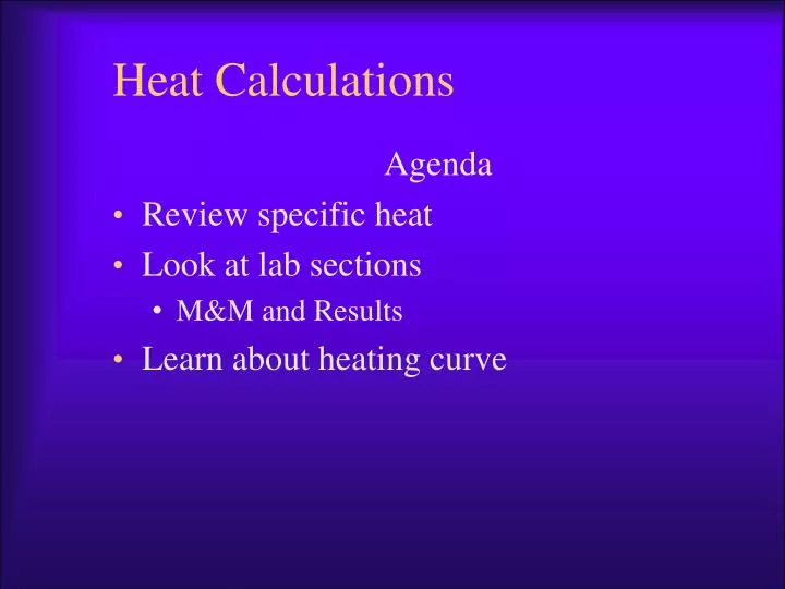 heat calculations