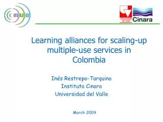 Learning alliances for scaling-up multiple-use services in Colombia
