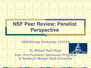 NSF Peer Review: Panelist Perspective