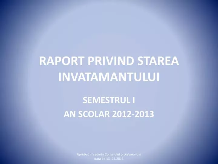 raport privind starea invatamantului