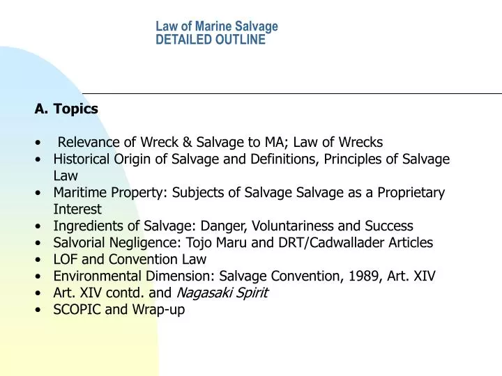 law of marine salvage detailed outline