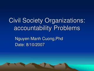 Civil Society Organizations: accountability Problems