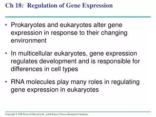 Ch 18: Regulation of Gene Expression