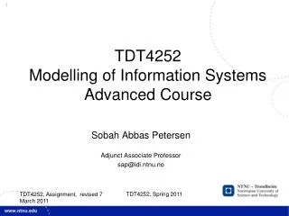 TDT4252 Modelling of Information Systems Advanced Course