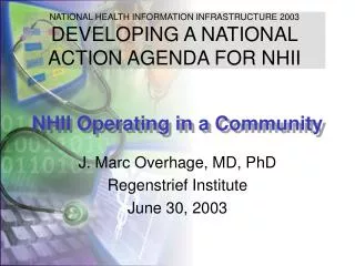 NHII Operating in a Community