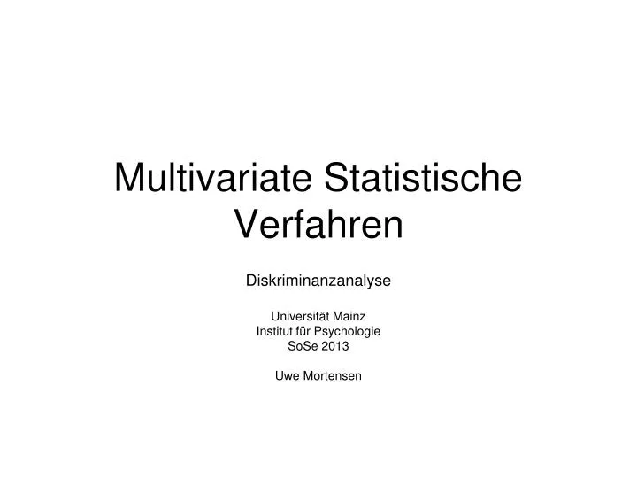 multivariate statistische verfahren